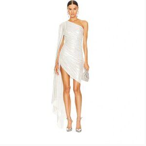 NWT Norma Kamali Diana Mini Dress With Sleeve Medium Pearl Bridal Bachelorette